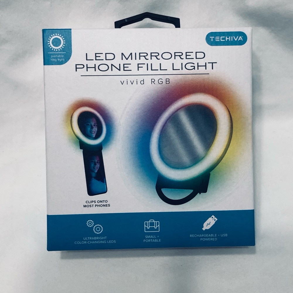 Led Ring Mirrored phone Fill Color Changing Light.